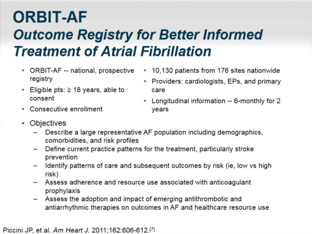 ORBIT-AF Outcome Registry for Better Informed Treatment of Atrial Fibrillation