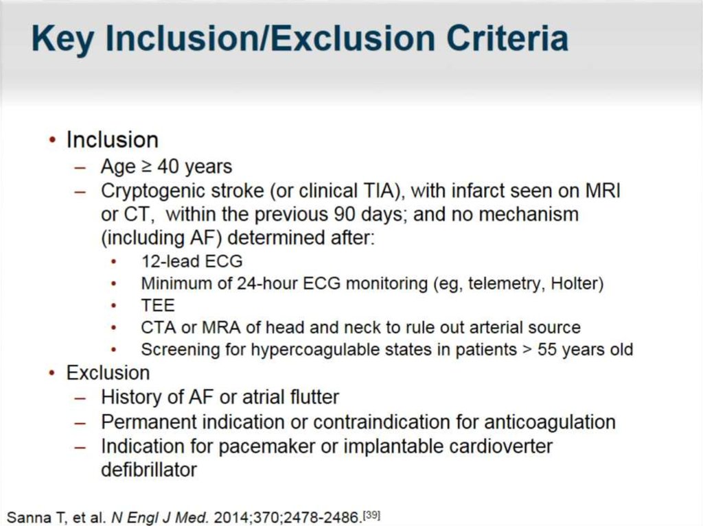 Key Inclusion/Exclusion Criteria