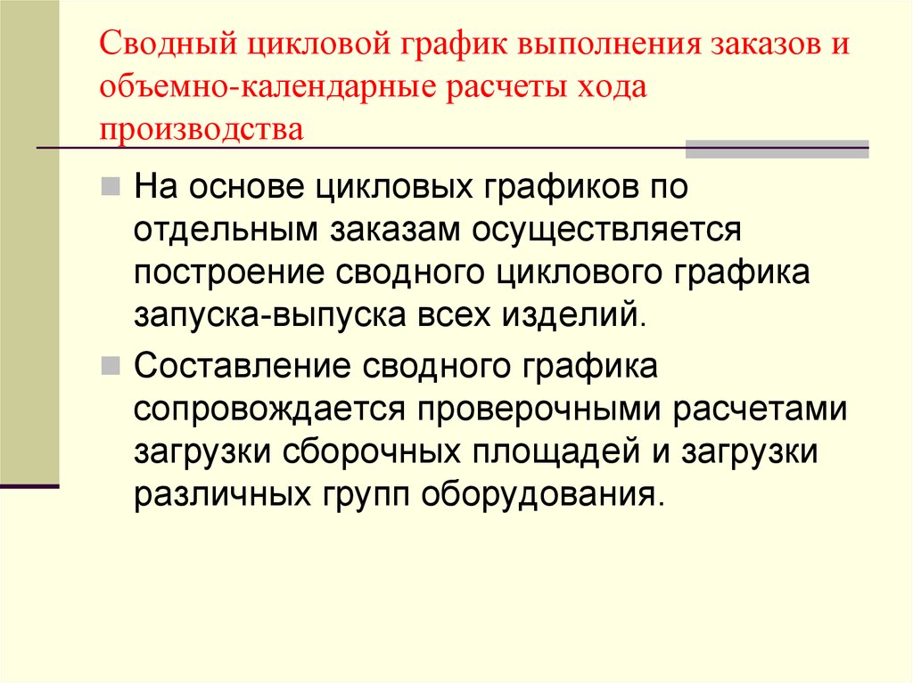 Рассчитан ход. Ход производства. Объемно-календарные нормативы.