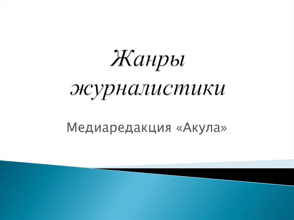 Новые жанры журналистики