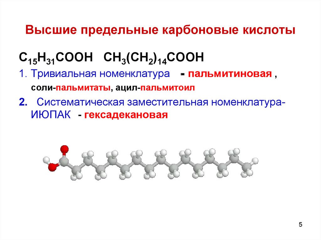 Пальмитиновая кислота презентация