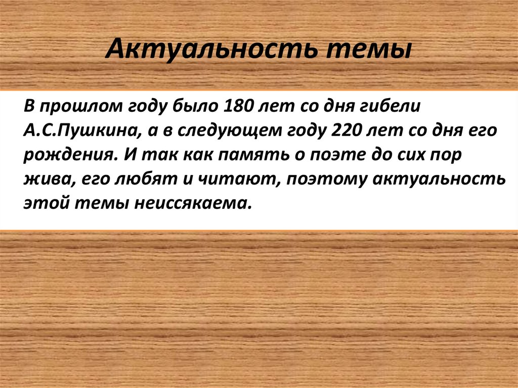 Актуальность темы