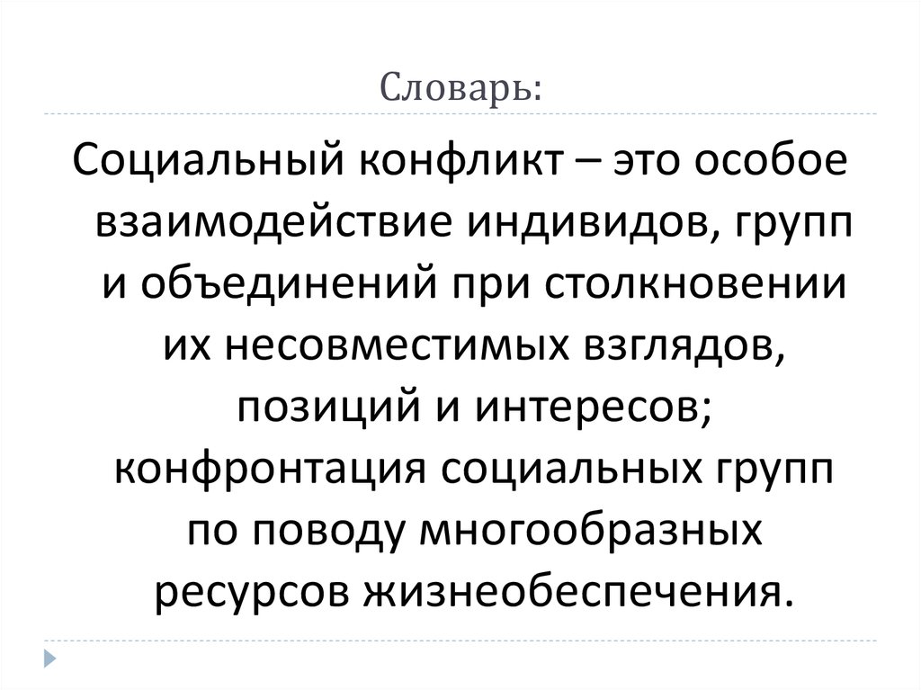 Особое взаимодействие индивидов групп и объединений. Несовместимость взглядов.