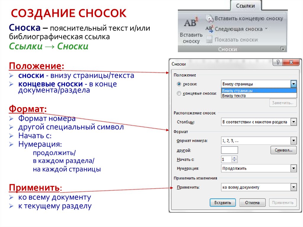 Как сделать в презентации сноски