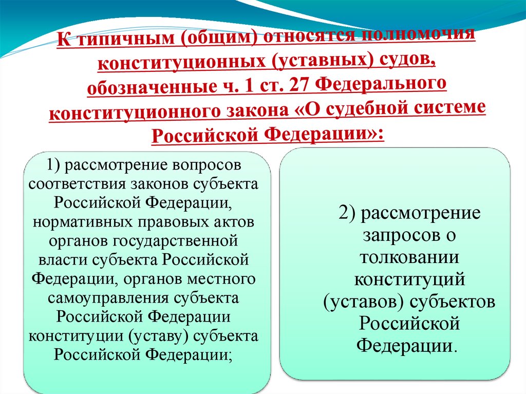 Конституционные уставные суды субъектов полномочия