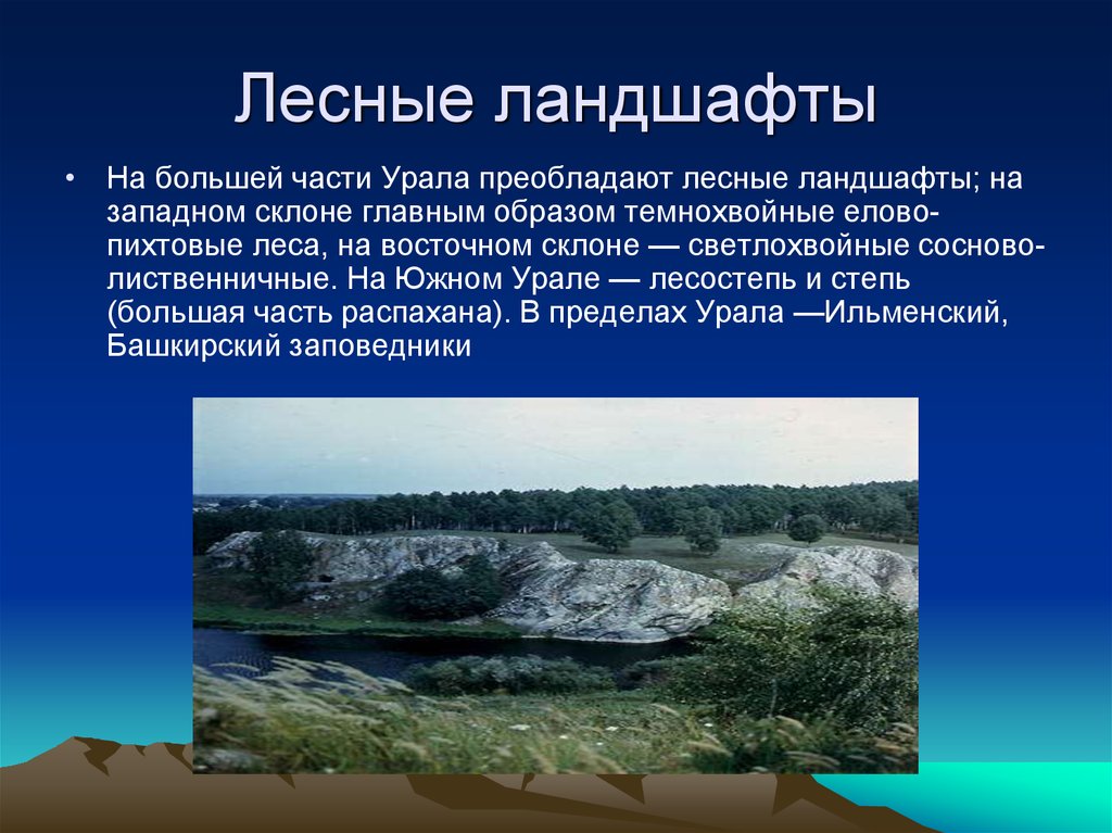 Преобладающие ландшафты. Презентация на тему Урал. Презентация на тему Южный Урал. Ландшафт презентация. Лесные ландшафты Урала.