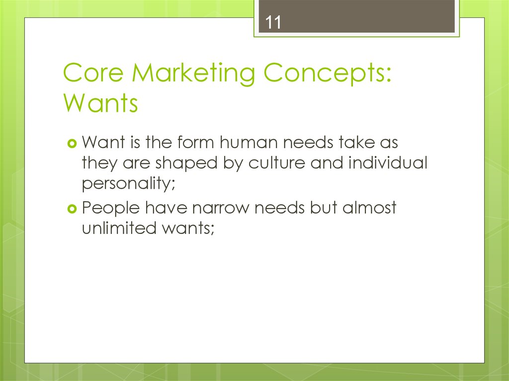 Core Marketing Concepts: Wants