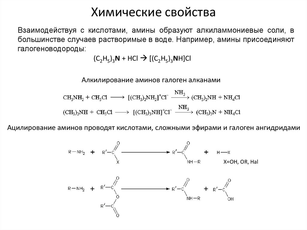 Химические свойства аминов 10 класс