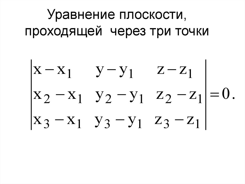 Уравнение плоскости проходящей