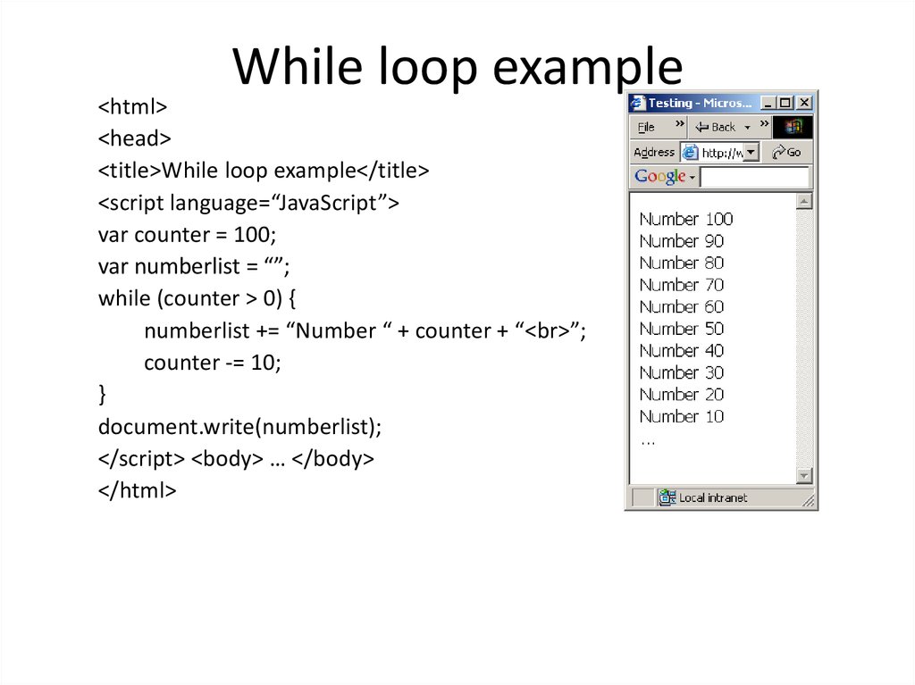 While loop example