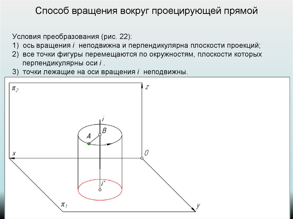 Ось вращения какие линии выбираются в качестве осей вращения при преобразовании чертежа способом вращения