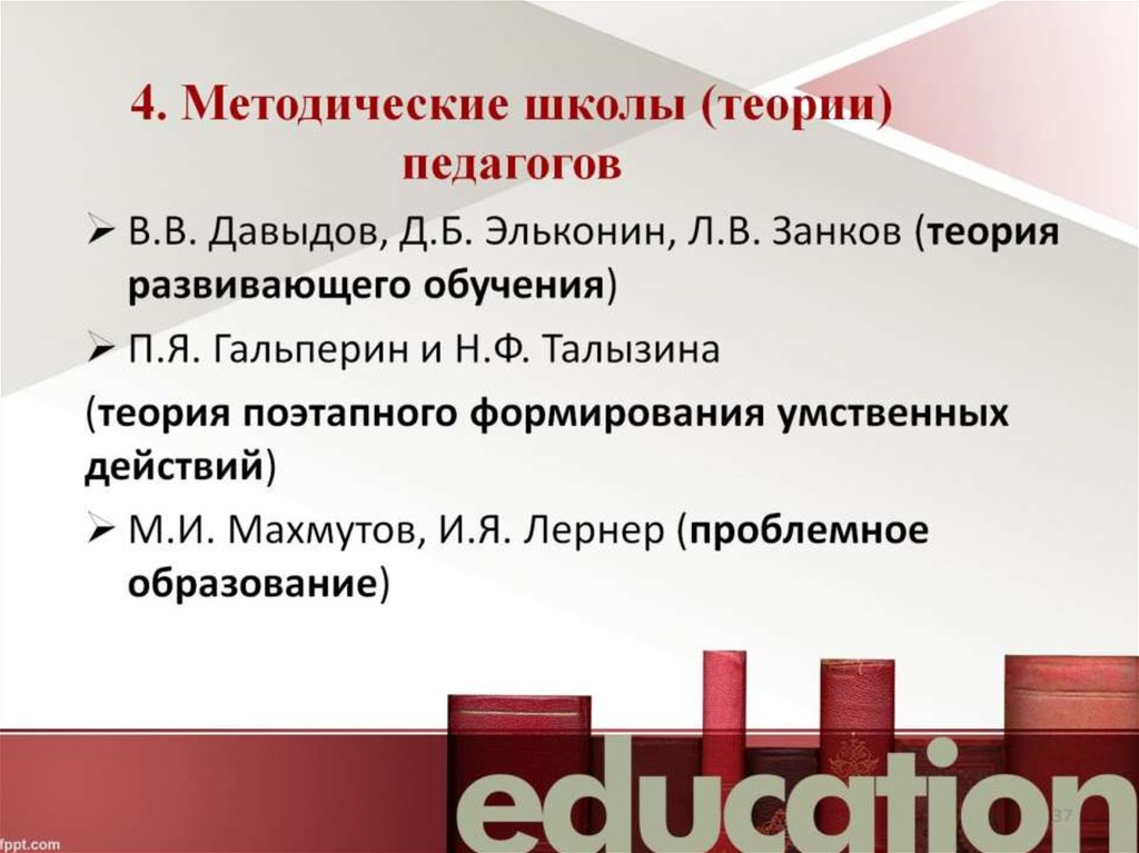 4. Методические школы (теории) педагогов