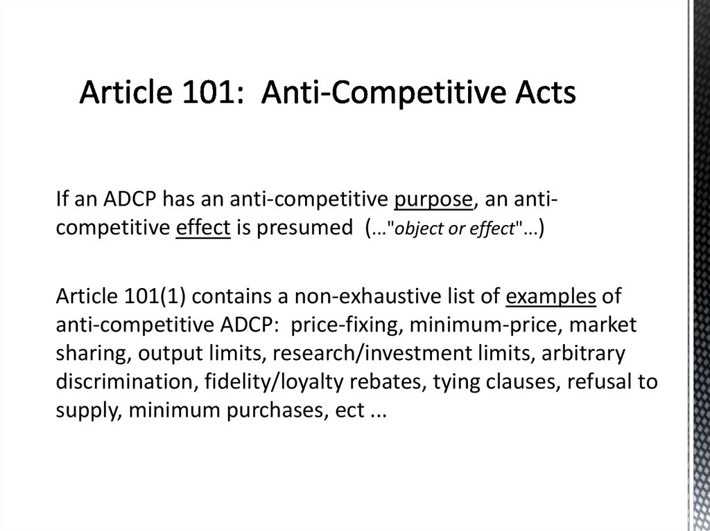 Article 101: Anti-Competitive Acts