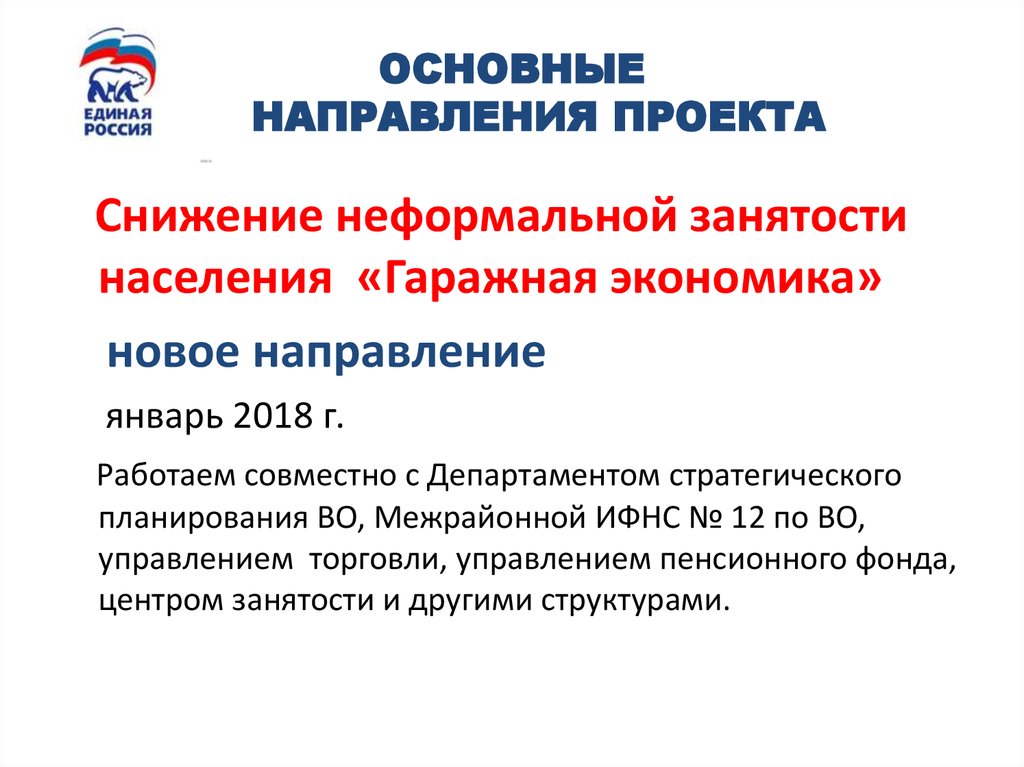 ОСНОВНЫЕ НАПРАВЛЕНИЯ ПРОЕКТА