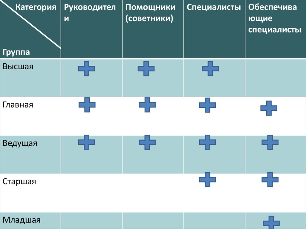 Категории и группы должностей государственной гражданской службы.