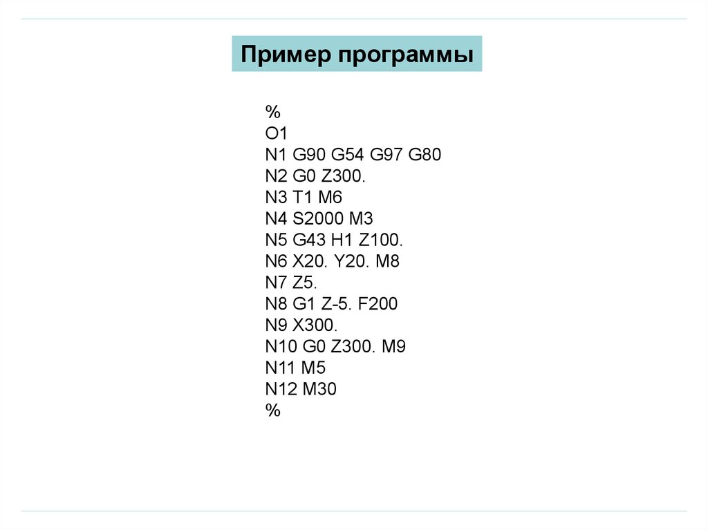 Пример программирования для фрезерных станков