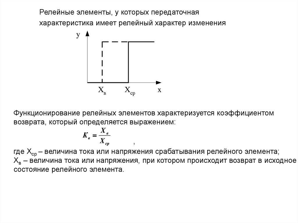 Характеристика имеет. Статическая характеристика релейного элемента. Релейная характеристика. Характеристика релейного элемента. Назовите входные величины релейного элемента.