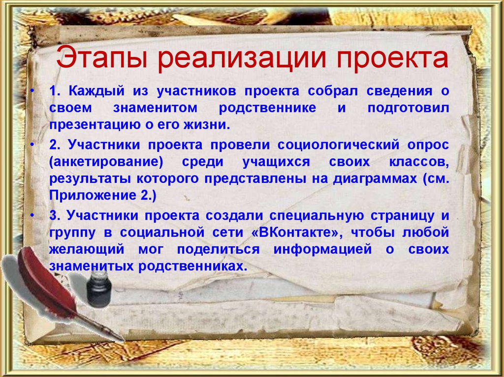 Этапы реализации проекта