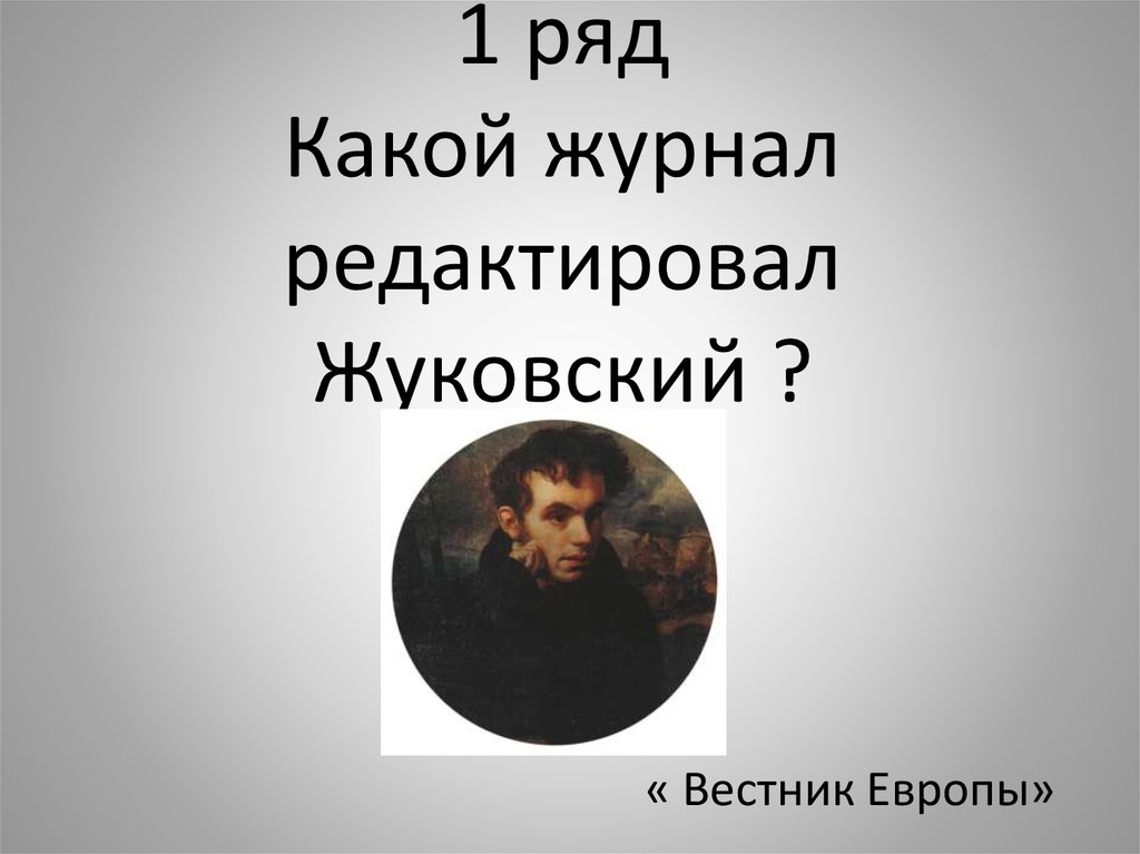 1 ряд Какой журнал редактировал Жуковский ?