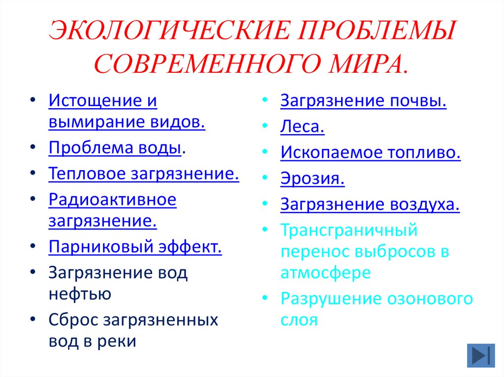 Перечислите проблемы