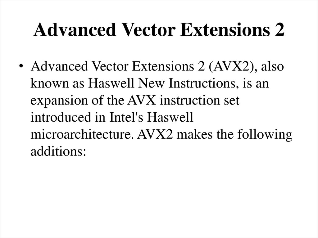 Advanced vector extensions 2 avx2 какие процессоры поддерживают