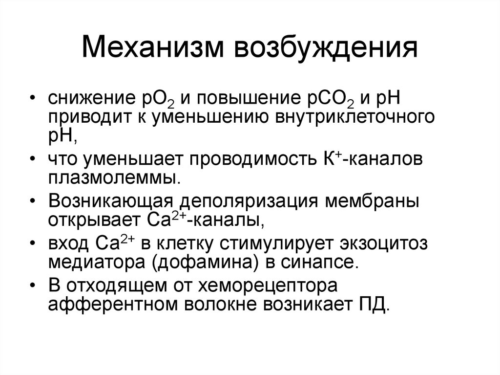 Механизм возбуждения. Механизмы возбудимости. Регуляция возбудимости. Патогенез повышение возбудимости. Понижение возбудимости дыхательного центра приводит.