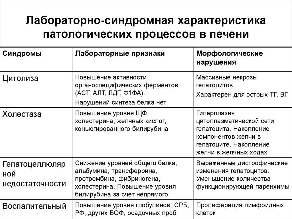 Лабораторные синдромы печени