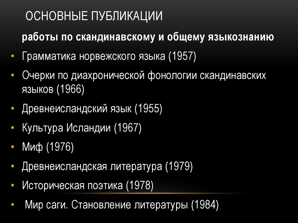 основные публикации