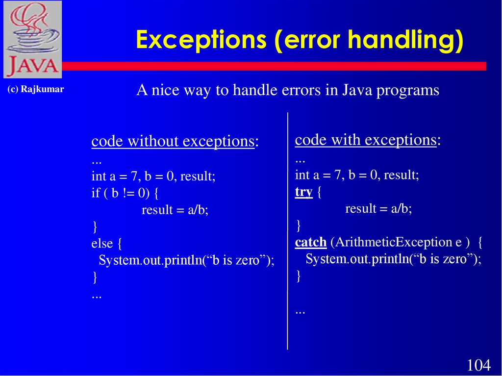 Exceptions (error handling)