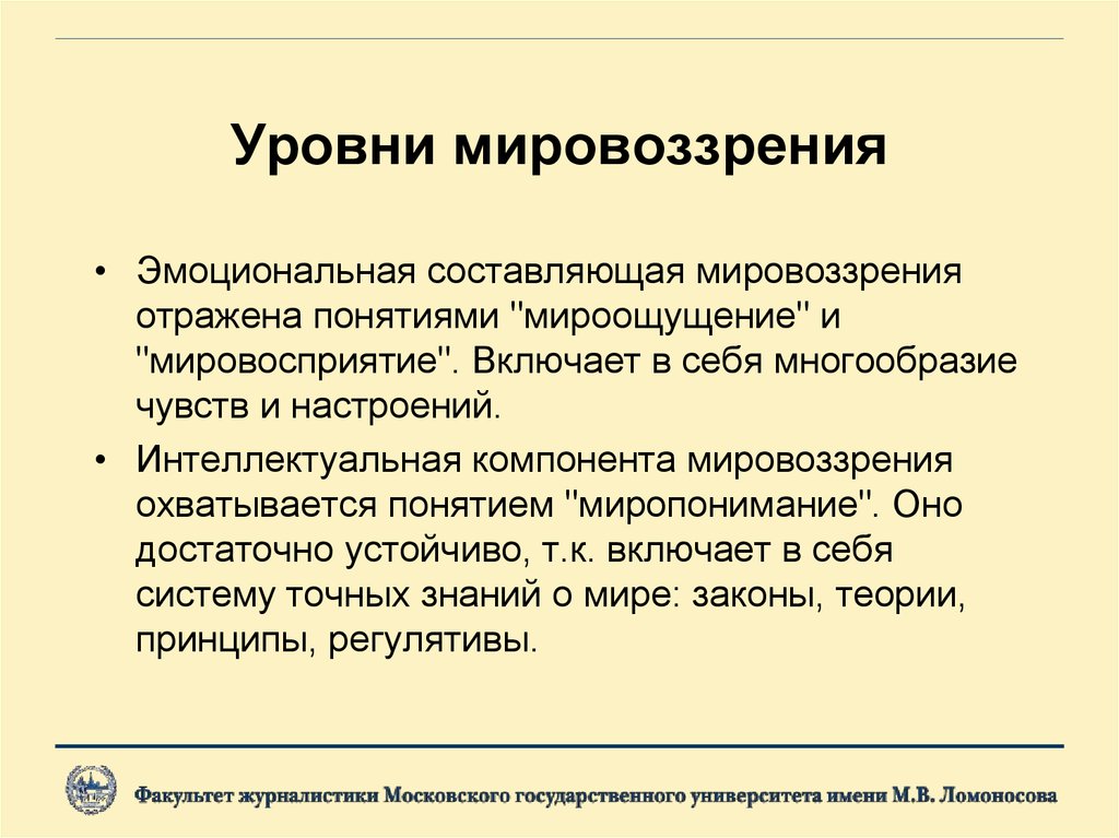 Уровни мировоззрения