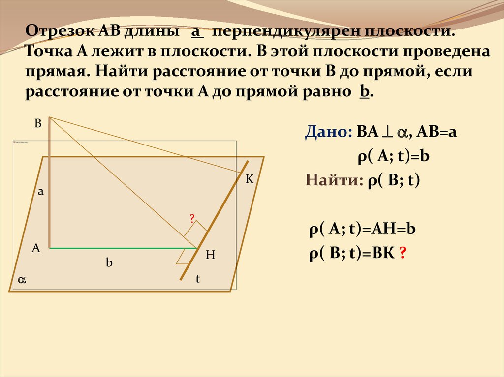 Конец отрезка лежащий в плоскости