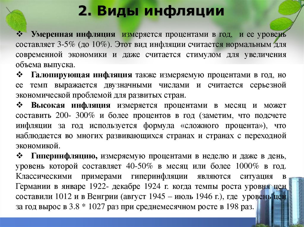 Инфляция и семейная экономика план конспект