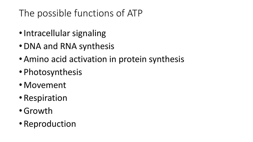 The possible functions of ATP