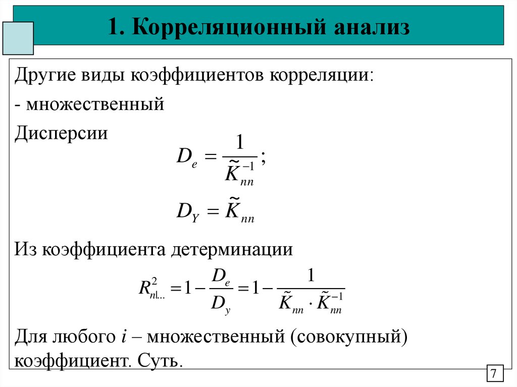 Виды коэффициентов