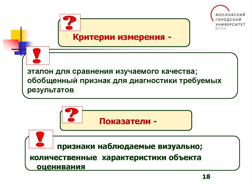 Критерии измерения. Обязательные критерии измерения. Сравнение с показателями Эталон.