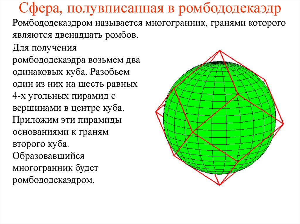 Сфера является. Ромбододекаэдр. Полувписанная сфера. Элементы симметрии ромбододекаэдра. Ромбический додекаэдр элементы симметрии.