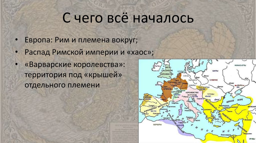 Распад империй в европе. Развал римской империи карта. Карта распада римской империи на западную и восточную.