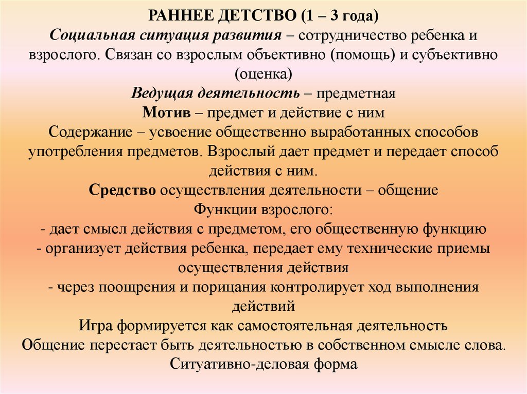 Социальная ситуация развития в раннем детстве