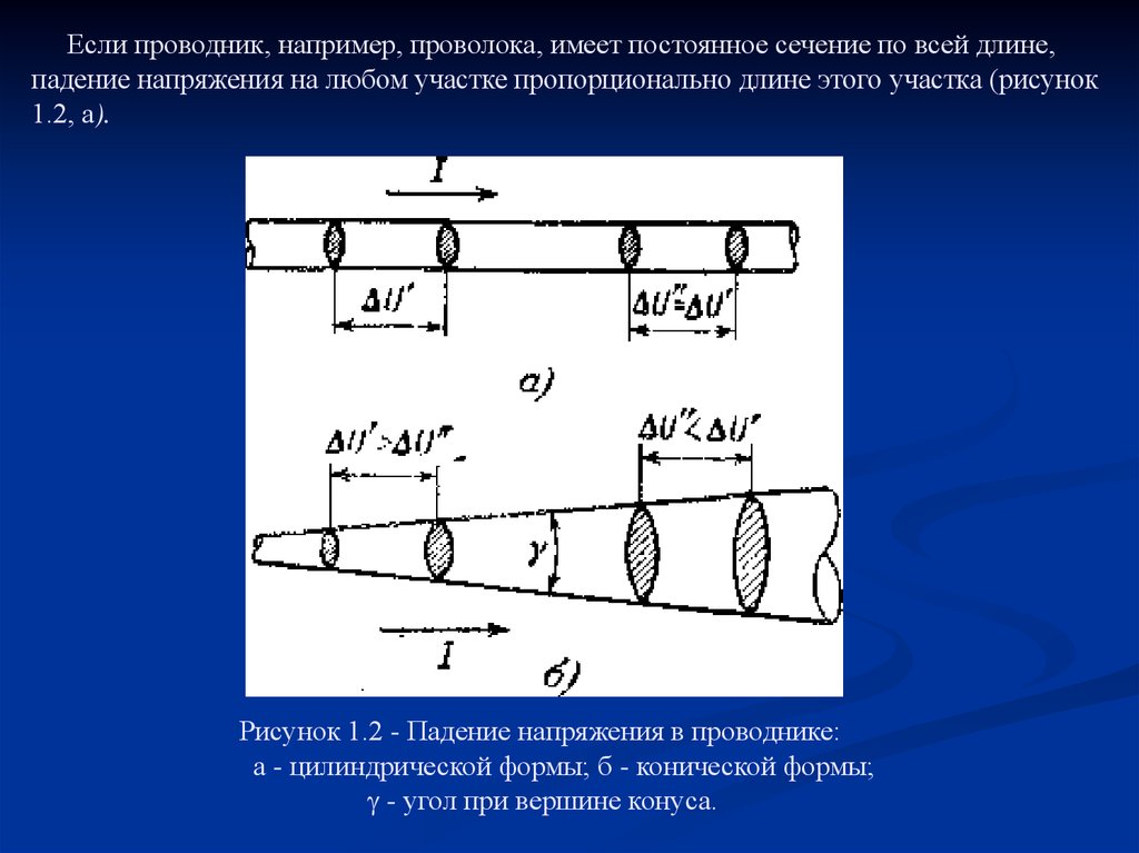 На рисунке показано сечение. Напряжение в проводнике. Падение напряжения на проводнике. Напряжение рисунок проводник. Постоянное сечение.