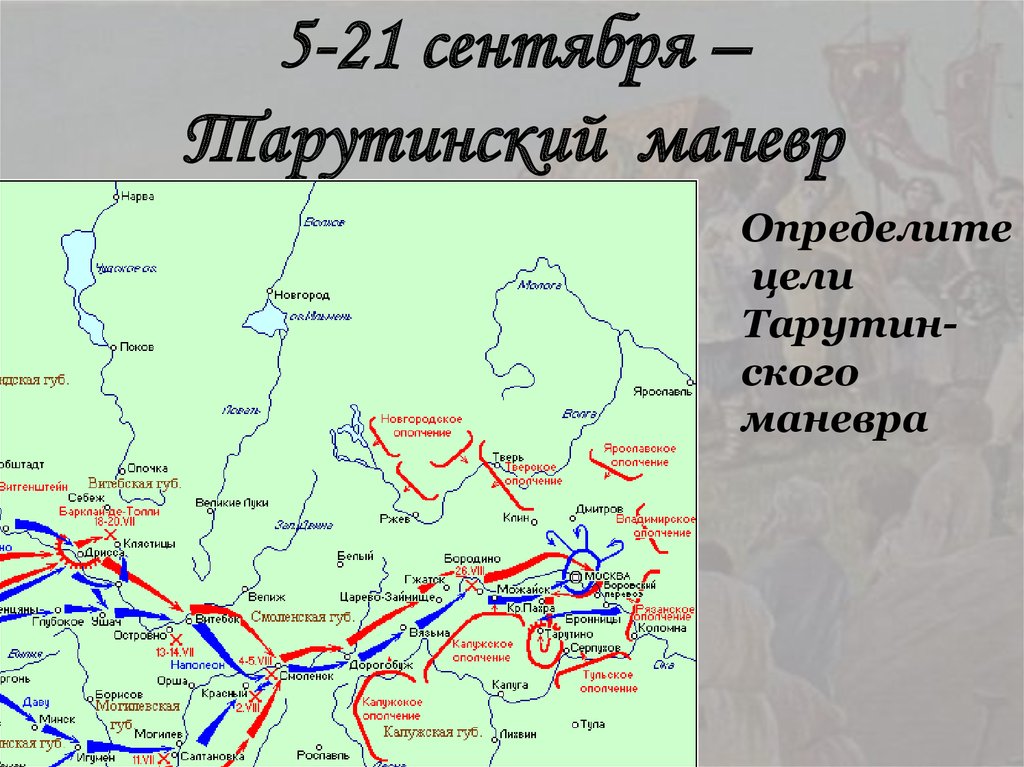 2 сентября русские войска оставили москву и совершили марш маневр позволивший контурная карта