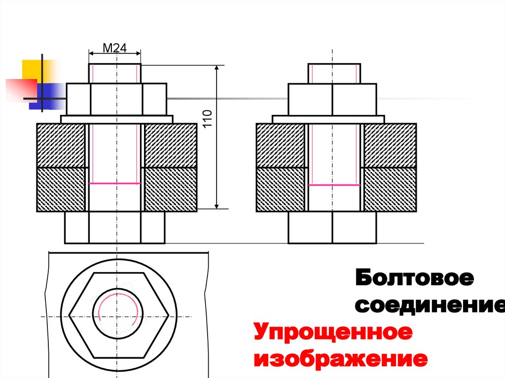 Упрощенное изображение соединения болтом