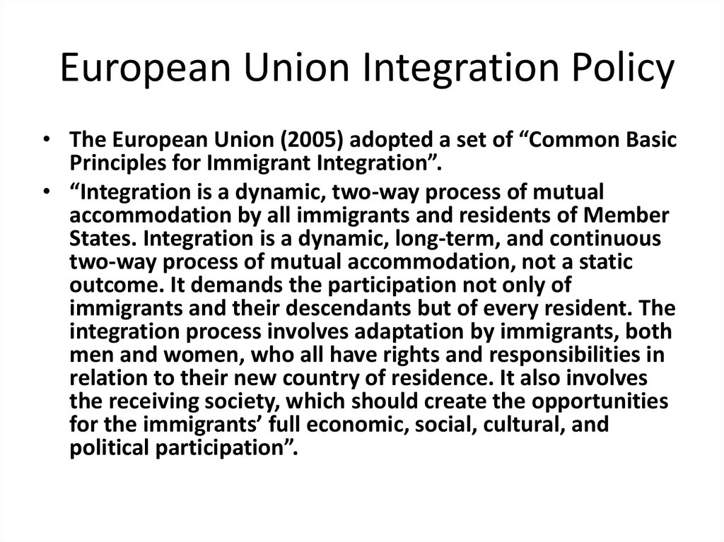 European Union Integration Policy
