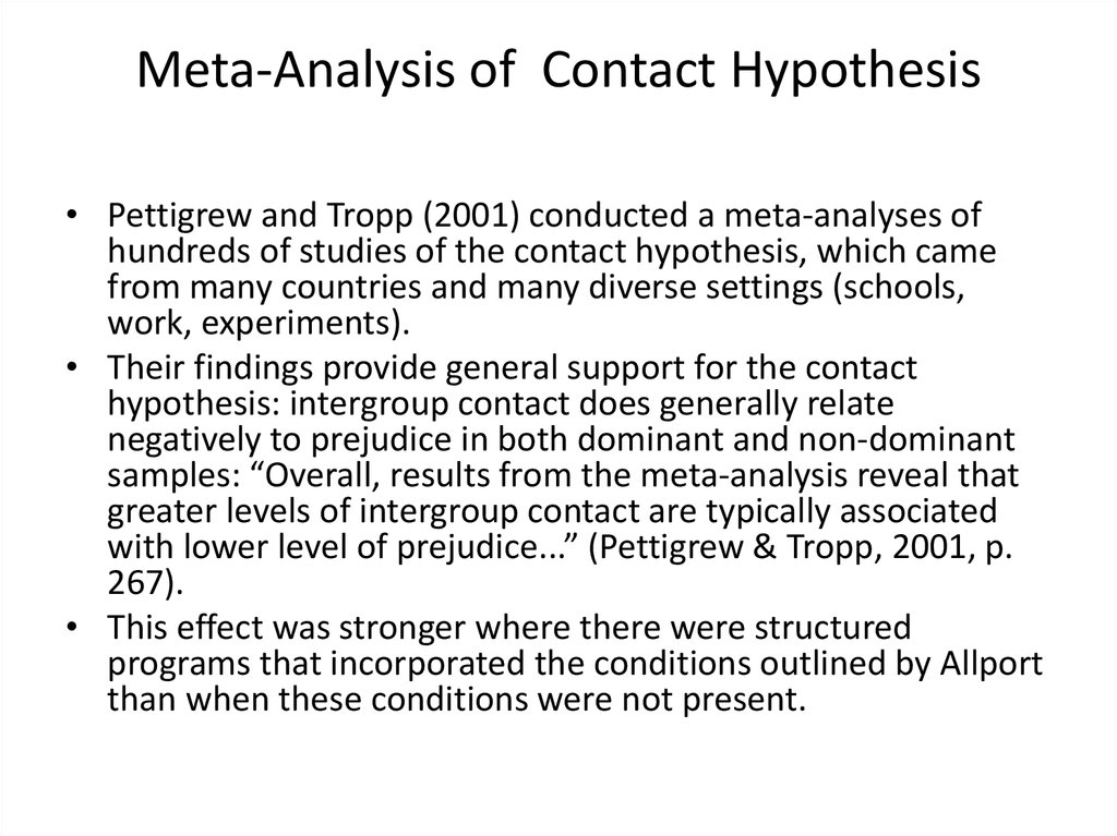 Meta-Analysis of Contact Hypothesis