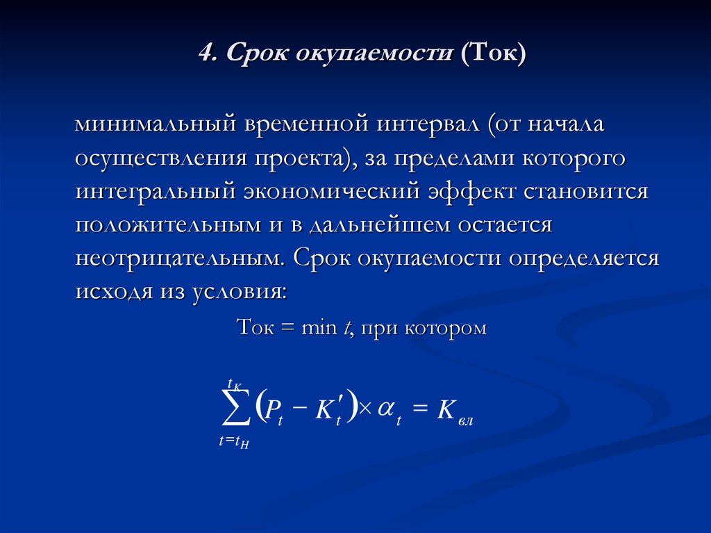 Срок окупаемости проекта