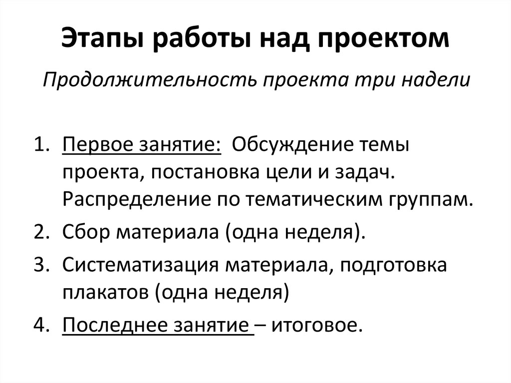 Этапы работы над проектом