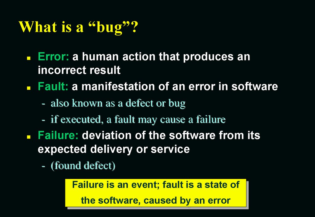 What is a “bug”?