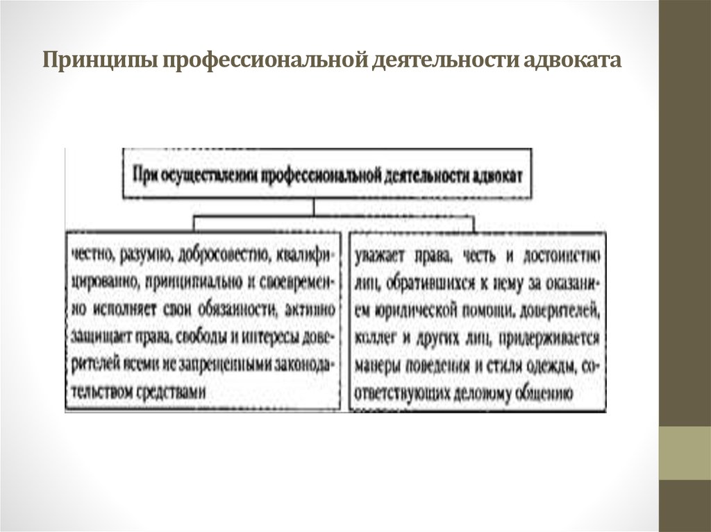 Принципы профессиональной деятельности. Принципы адвокатской деятельности схема. Принципы проф деятельности. Принципы деятельности юриста.