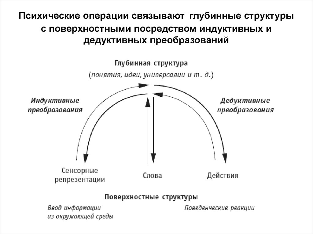 Дедуктивная структура текста. Психические операции. Схема структуры текста дедуктивная. Глубинная и поверхностная структура языка. Поверхностная и глубинная структура предложения.