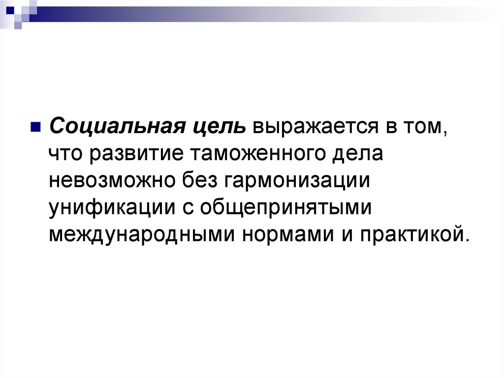 Социальный n. Социальные цели таможенного дела. В чем выражаются цели.