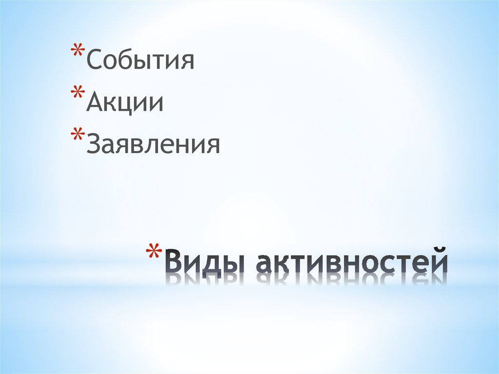 Виды активностей